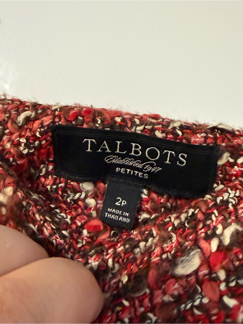 Talbots Petites Bouclé Tweed Pencil Skirt Red Multicolor Lined Career Classic - Picture 3 of 5